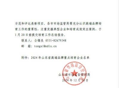喜訊！公司榮登2024年度山東省高端品牌培育企業(yè)榜單